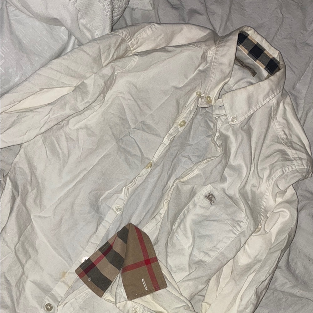 Men's White Burberry Shirt XS
